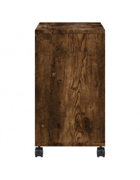 Tavolino con Ruote Rovere Fumo 50x30x55 cm in Legno Multistrato