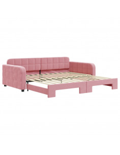 Divano Letto con Letto Estraibile Rosa 100x200 cm in Velluto 2
