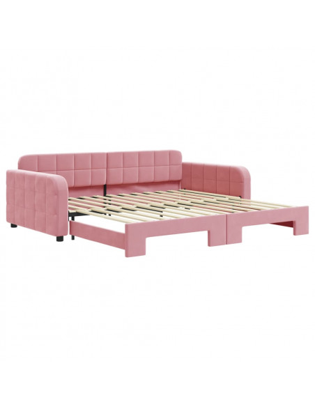 Divano Letto con Letto Estraibile Rosa 100x200 cm in Velluto
