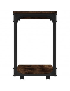 Tavolino con Ruote Rovere Fumo 50x35x55,5 cm Legno Multistrato
