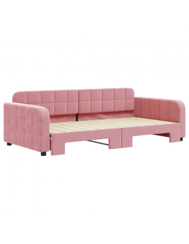 Divano Letto con Letto Estraibile Rosa 100x200 cm in Velluto