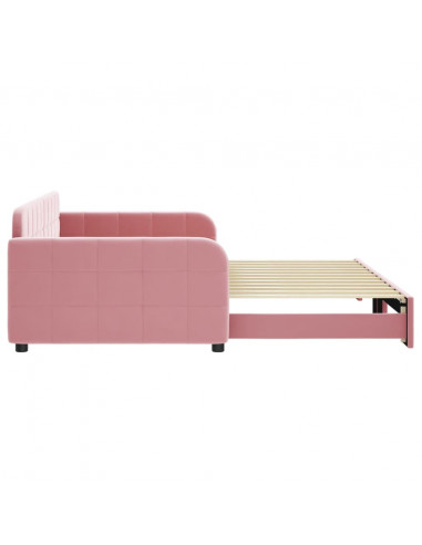 Divano Letto con Letto Estraibile Rosa 100x200 cm in Velluto