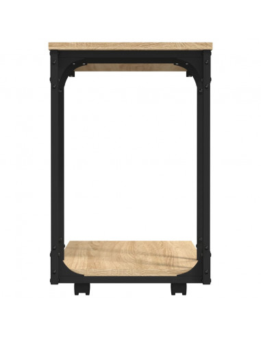 Tavolino con Ruote Rovere Sonoma 50x35x55,5cm Legno Multistrato