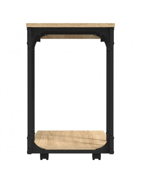 Tavolino con Ruote Rovere Sonoma 50x35x55,5cm Legno Multistrato