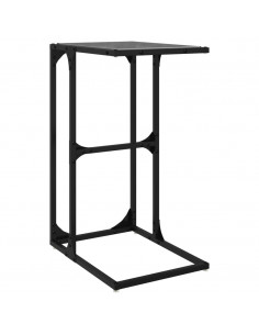 Tavolino con Vetro Nero 40x30x61,5cm in Acciaio