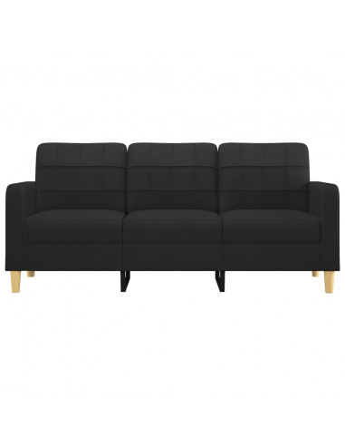 Divano a 3 Posti Nero 180 cm in Tessuto