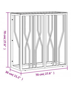 Tavolino Consolle 70x30x70 cm in Acciaio Inox e Vetro