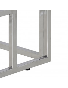 Tavolino Consolle Argento Acciaio Inossidabile e Legno Massello