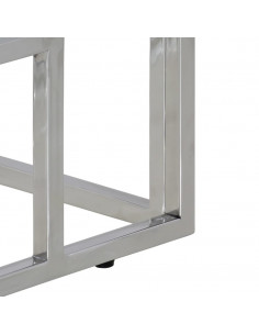 Tavolino Consolle Argento Acciaio Inox Legno Massello Recupero