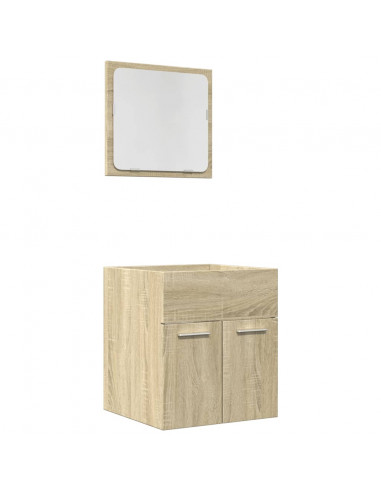 Set Mobili da Bagno 2 pz Rovere Sonoma in Legno Multistrato