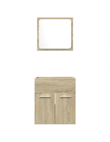 Set Mobili da Bagno 2 pz Rovere Sonoma in Legno Multistrato
