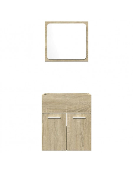 Set Mobili da Bagno 2 pz Rovere Sonoma in Legno Multistrato