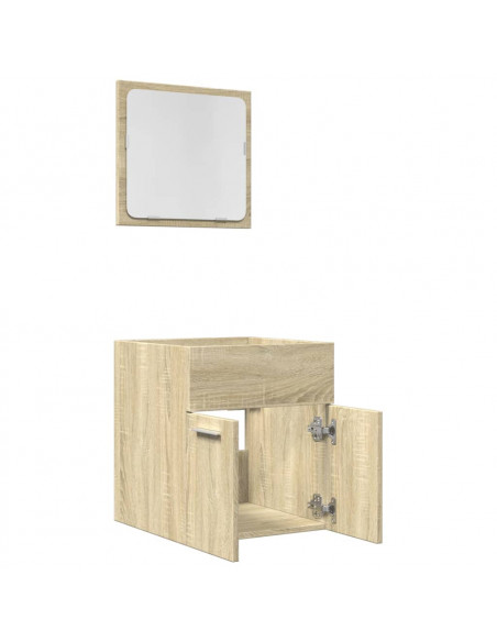 Set Mobili da Bagno 2 pz Rovere Sonoma in Legno Multistrato