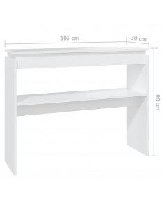 Tavolino Consolle Bianco 102x30x80 cm in Legno Multistrato