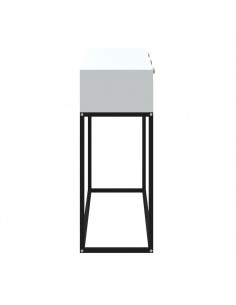 Tavolino Consolle Bianco 105x30x75 cm Legno Multistrato e Ferro