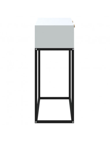 Tavolino Consolle Bianco 80x30x75 cm Legno Multistrato e Ferro