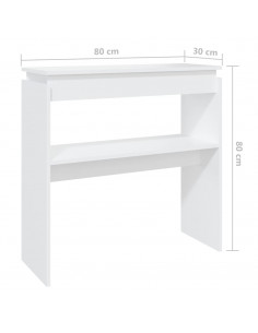Tavolino Consolle Bianco 80x30x80 cm in Legno Multistrato