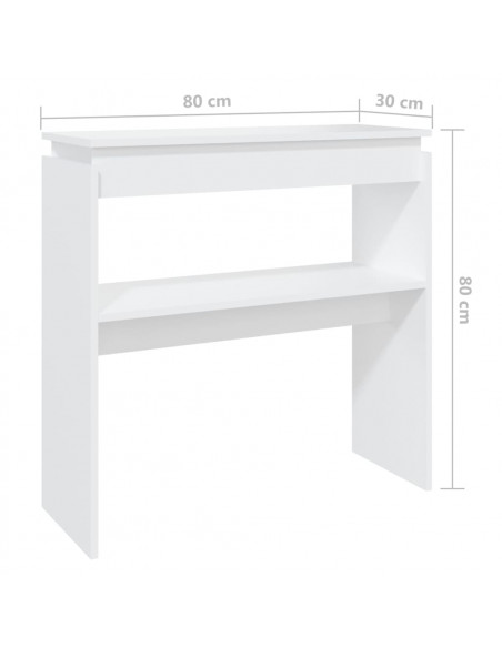 Tavolino Consolle Bianco 80x30x80 cm in Legno Multistrato