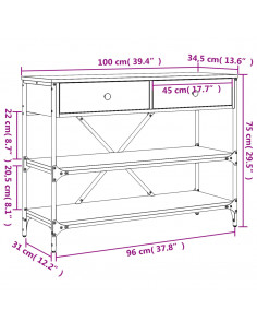 Tavolino Consolle Cassetti e Ripiani Rovere Marrone Multistrato