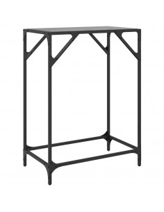 Tavolino Consolle con Piano in Vetro Nero 60x35x81cm in Acciaio