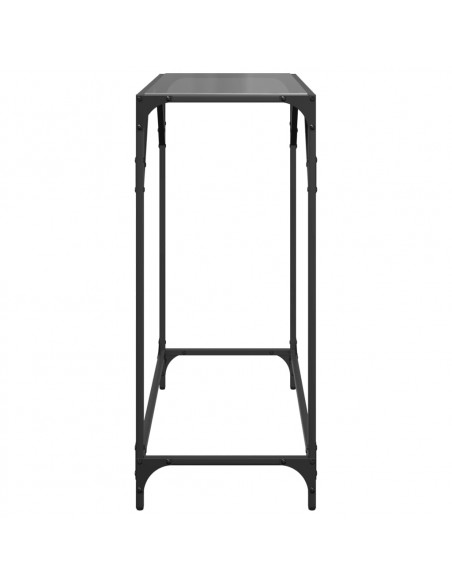 Tavolino Consolle con Piano in Vetro Nero 80x35x81cm in Acciaio