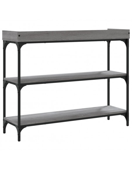 Tavolino Consolle con Ripiani Grigio Sonoma 100x30x80 cm