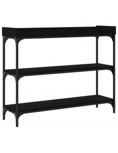 Tavolino Consolle con Ripiani Nero 100x30x80 cm