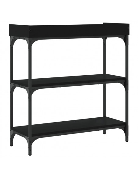 Tavolino Consolle con Ripiani Nero 75x30x80 cm