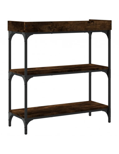 Tavolino Consolle con Ripiani Rovere Fumo 75x30x80 cm