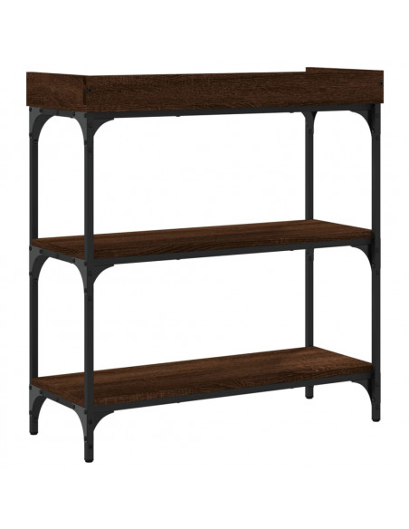 Tavolino Consolle con Ripiani Rovere Marrone 75x30x80 cm