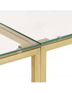 Tavolino Consolle Dorato Acciaio Inossidabile e Vetro Temperato