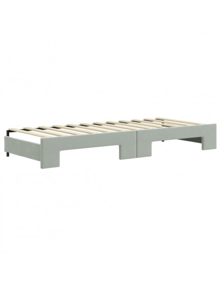 Divano Letto Estraibile Cassetti Grigio Chiaro 80x200cm Velluto