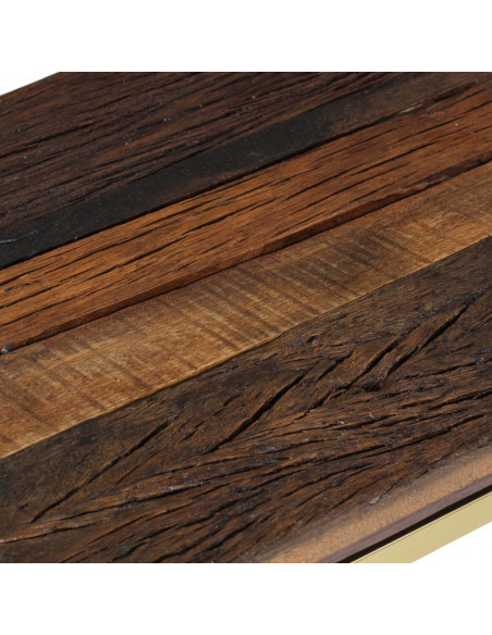 Tavolino Consolle Dorato Acciaio Inox e Traverse Legno Massello
