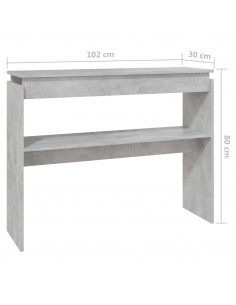 Tavolino Consolle Grigio Cemento 102x30x80cm Legno Multistrato