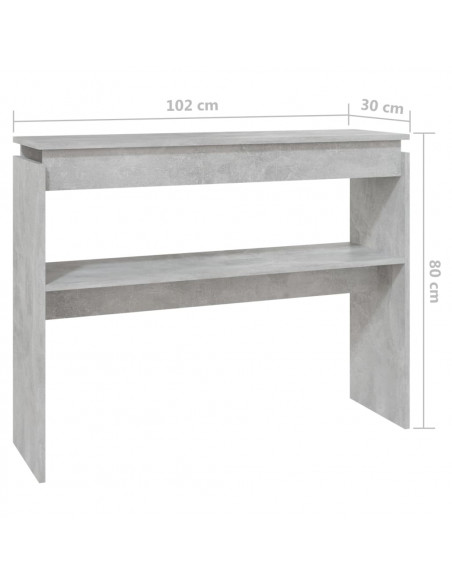Tavolino Consolle Grigio Cemento 102x30x80cm Legno Multistrato