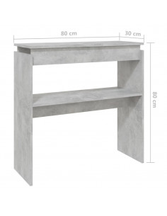 Tavolino Consolle Grigio Cemento 80x30x80cm Legno Multistrato