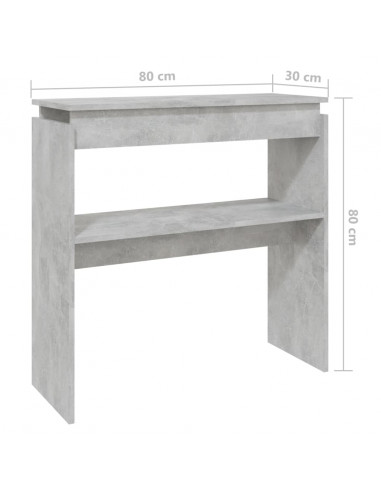 Tavolino Consolle Grigio Cemento 80x30x80cm Legno Multistrato
