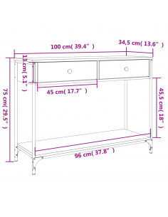 Tavolino Consolle Grigio Sonoma 100x34,5x75cm Legno Multistrato