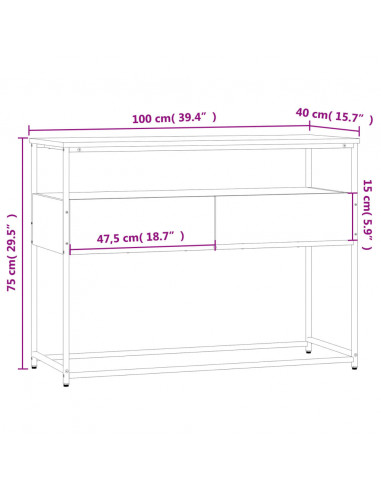 Tavolino Consolle Grigio Sonoma 100x40x75cm Legno Multistrato