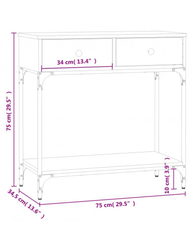 Tavolino Consolle Grigio Sonoma 75x34,5x75cm Legno Multistrato