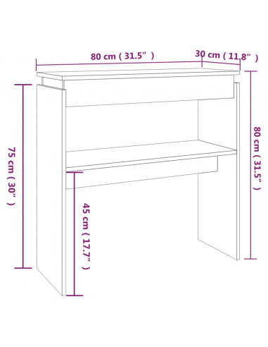 Tavolino Consolle Grigio Sonoma 80x30x80 cm Legno Multistrato