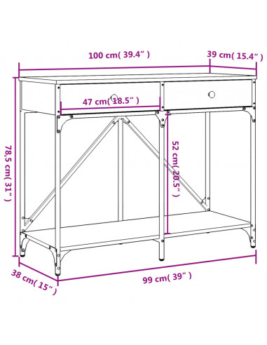 Tavolino Consolle Nero 100x39x78,5 cm in Legno Multistrato