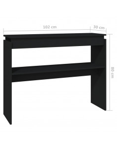 Tavolino Consolle Nero 102x30x80 cm in Legno Multistrato