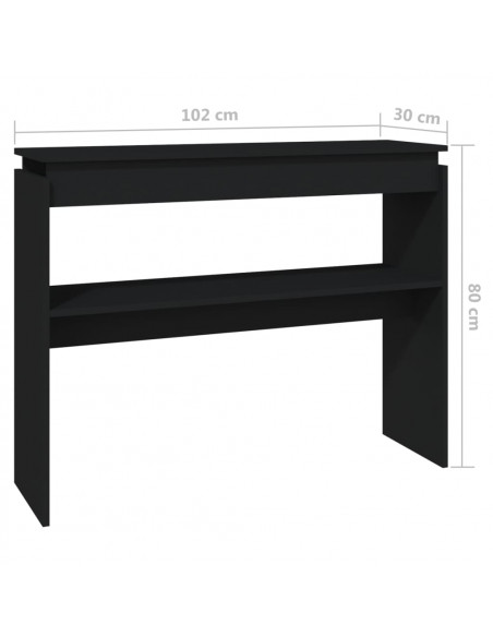 Tavolino Consolle Nero 102x30x80 cm in Legno Multistrato