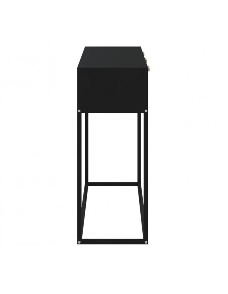 Tavolino Consolle Nero 105x30x75 cm Legno Multistrato e Ferro