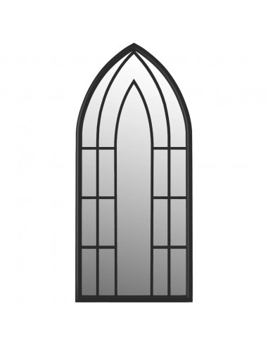 Specchio da Giardino Nero 70x30 cm in Ferro per Uso Esterno