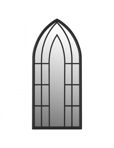 Specchio da Giardino Nero 70x30 cm in Ferro per Uso Esterno
