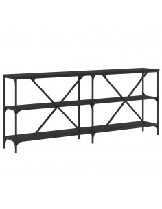Tavolino Consolle Nero 180x30x75 cm Legno Multistrato e Ferro