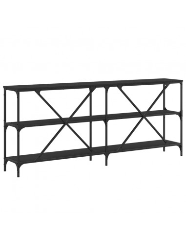 Tavolino Consolle Nero 180x30x75 cm Legno Multistrato e Ferro
