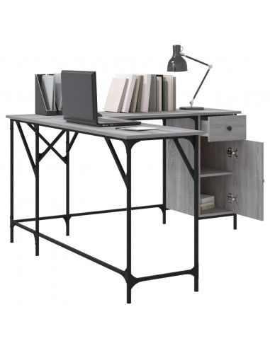 Scrivania Grigio Sonoma 141x141x75 cm in Legno Multistrato